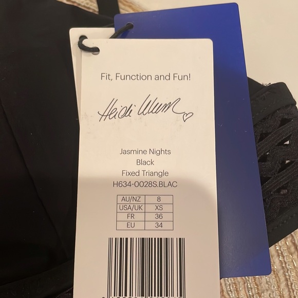 NWT (4) XS HEIDI KLUM swimwear string triangle adjustable tie black crochet top - Picture 6 of 6